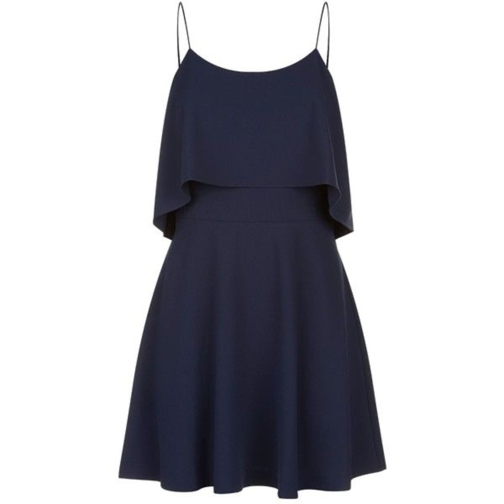 ALICE + OLIVIA - Kipp Ruffle Mini Dress - Navy, spaghetti strap - Size 10